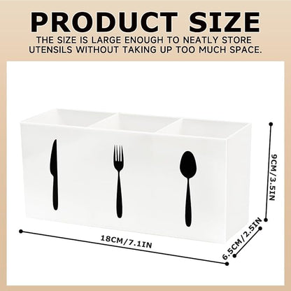 Silverware Organizer Countertop,Acrylic Small Silverware Caddy for Countertop,Knife Fork and Spoon Organizer for Kitchen Storage,Cabinet and Dining Room(White)