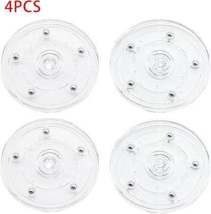 4 Pcs Clear 5 inch Acrylic Lazy Susan Rotating Turntable Organizer Bearings - Round Swivel Plate for Spice Rack, Table, Cake, Kitchen Pantry