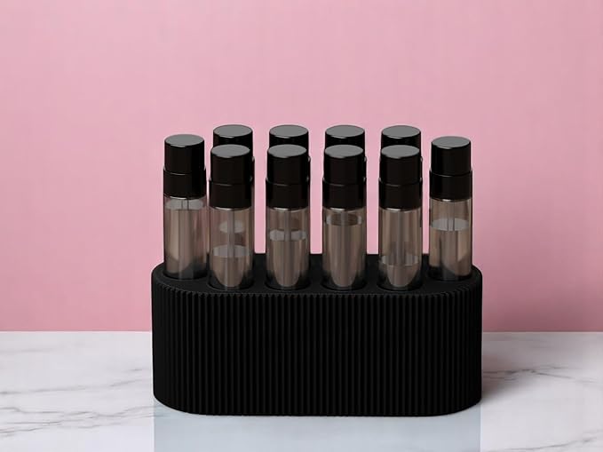 Perfume Sample Organizer for Bathroom or Vanity – Ideal Makeup and Skincare Storage, Desk and Bathroom Counter Organizer, Gift for Her ((BLACK) Fits 2mL Perfume Samples (Standard Size))