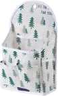 FuninCrea Wall Hanging Storage Bag, Black and White Checkered Linen Organizer Wall Mounted Punch-Free Over The Door Storage Pouch with 6 Storage Pockets and 1 Hanging Hook (Green)
