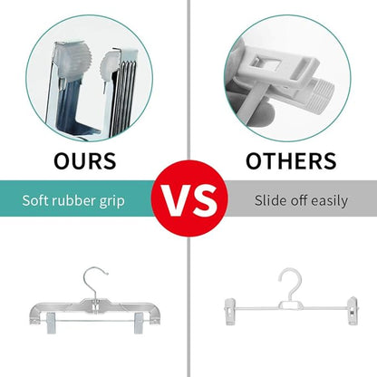Clear Plastic Skirt & Pants Hangers 20 Pack, Clips Hanger for Pants, with Strong Metal Clips, Skirts, Trunks, Acrylic Hangers, Heavy Duty Vics 5131 Apparael Store Hangers