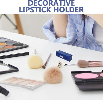 Beavorty Womens Wallet PU Leather Lipstick Case with Mirror Lipstick Holder Portable Organizer Travel Cosmetic Containers for Gloss Blue Womens Wallets