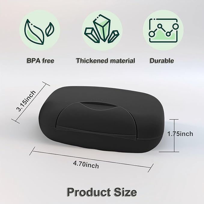 Soap Holder Container, Portable Bar Soap Saver Scrubber Case for Bathroom and Kitchen (Black)