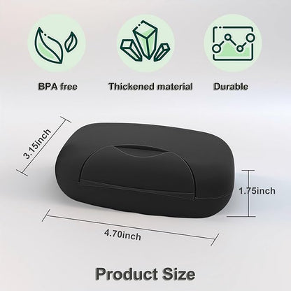 Soap Holder Container, Portable Bar Soap Saver Scrubber Case for Bathroom and Kitchen (Black)