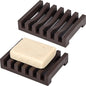 Topsky 2Pcs Soap Dish Holder, Non-Slip Bathroom Accessories Silicone Soap Case Saver, Sink Deck Bathtub Shower Dish Soap Drainer, Silicone Holder for Soap, Sponges, Scrubber (Brown)