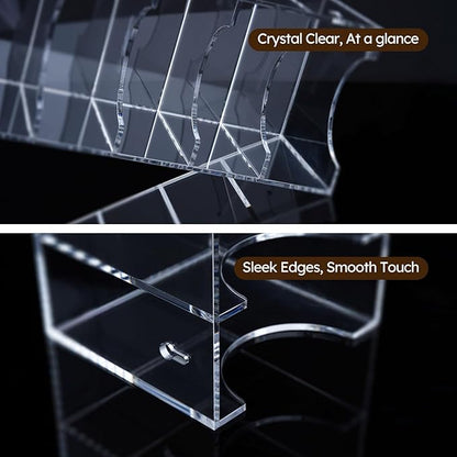 FEMELI Belt Organizer, Acrylic Belt Storage for Closet with Lid, 5 Compartments Belt Container Display Holder for Drawer, Tie Case for Women Men Home