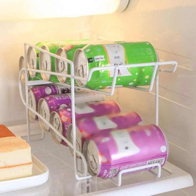 Beverage Can Dispenser, Soda Can Holder, Organizer for Refrigerator, Kitchen, Cabinet, Pantry, Fridge, Countertop, Freezer, 10-Can Capacity