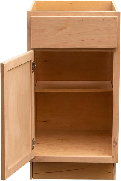 Quicklock RTA (Ready-to-Assemble) | Base Kitchen Cabinets - Shaker Style | Made in America (Raw Cherry, 24" Wx34.5 Hx24 D 4 Drawer)
