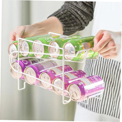 Zerodeko 1pc Iron Fridge Shelves Automatic Coverage Can Rack Fridge Organizing for Kitchen Pantry Storage