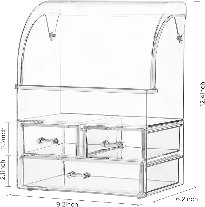 Professional Large Cosmetic Makeup Organizer Dust Water Proof Cosmetics Storage Display Case with Drawers (12.5" H x 9.5" Wx 6.4" D)
