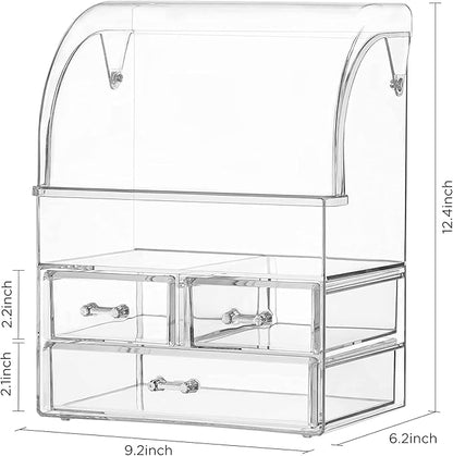 Professional Large Cosmetic Makeup Organizer Dust Water Proof Cosmetics Storage Display Case with Drawers (12.5" H x 9.5" Wx 6.4" D)