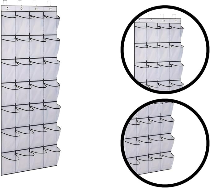 Over the Door Shoe Organizer for Bedroom Door with Multiple Pockets - Hanging Shoe Storage Bag Caddy