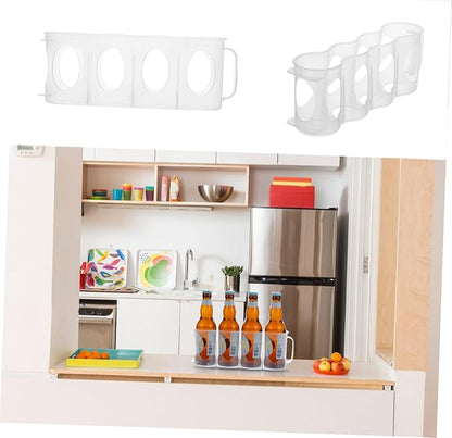 SHOWERORO Refrigerator Crisper Storage Box 2-Pack Clear Plastic can Organizer with Handle Fridge Caddy for Beverage and Kitchen Seasoning Storage