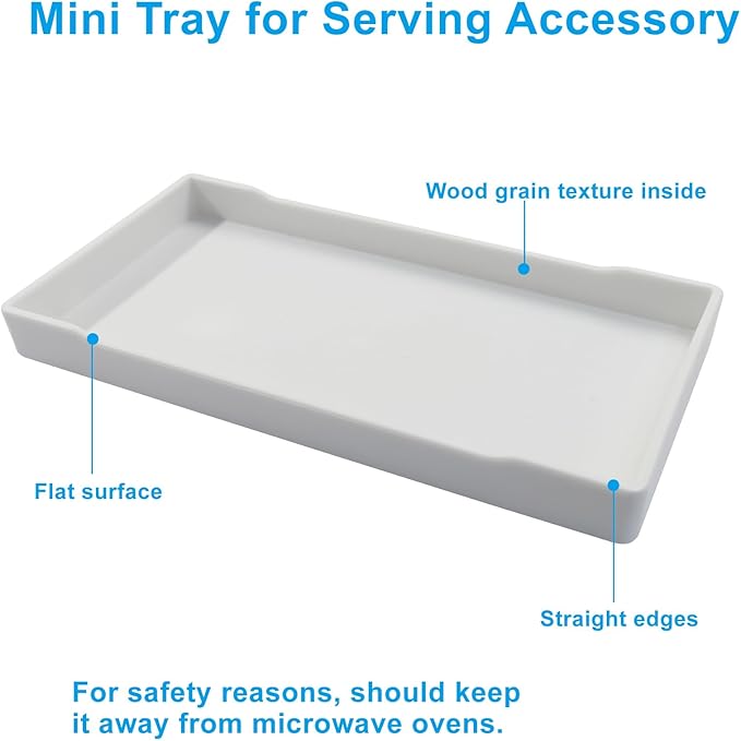 Small Bathroom Vanity Tray, (8 inch x 4 inch) Mini Soap Dispenser, Rectangular Serving Tray for Candle, Lotion Bottles,Scrubber(White)