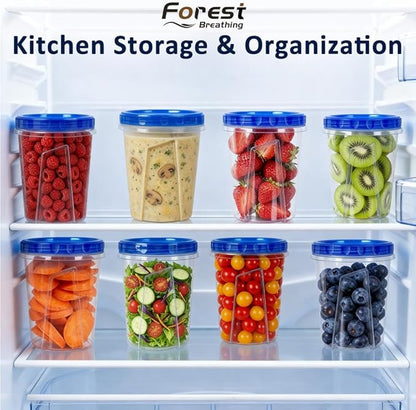 10 Pack 34oz Reusable Freezer Food Storage Containers with Twist Top Lids, Airtight Plastic Meal Prep Food Containers for Leftover Lunch Fruit Salad Oats, Clear Large Soup Container Microwave Safe