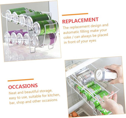 1pc Automatic Coverage Rack White Can Storage Rack for Fridge Kitchen Bar Design Resistant for Spaces