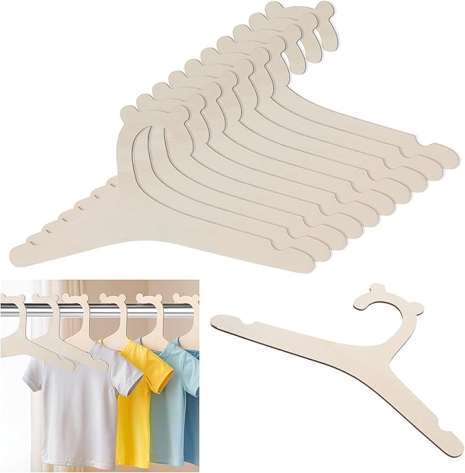 10Pcs Wooden Baby Hangers, Handcrafted Baby Clothes Hanger, Non Slip Coat Hangers for Newborn Shower Nursery and Closet Storage for Coats Pants and Jackets