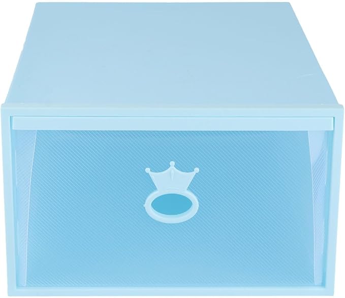 Luxshiny Style Shoes Container Blue Storage Box Window Easy Access Shoe Organizer for Storage