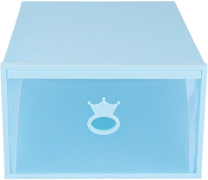 Luxshiny Style Shoes Container Blue Storage Box Window Easy Access Shoe Organizer for Storage