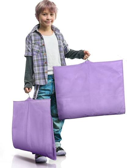 Univivi Dance Costume Bags Garment Bag 40 Inch Hanging Clothes for Dance Competitions, with 3 Medium Clear Zipper Pockets for Dance Costumes, Closet Storage (Purple)