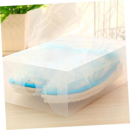 TEHAUX 6PCS Transparent Dustproof Shoe Boxes Plastic Storage Containers with Flip Cover Stackable Shoe Organizers for Home and Shop