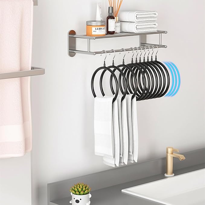 Belt/Scarf Hangers for Closet - 8 PCS Nonslip Space Saving Steel Tie Rings Holder Organizer for Neckties, Shawls Scarves, Veils, Pashminas Display(8 Pack, Black)