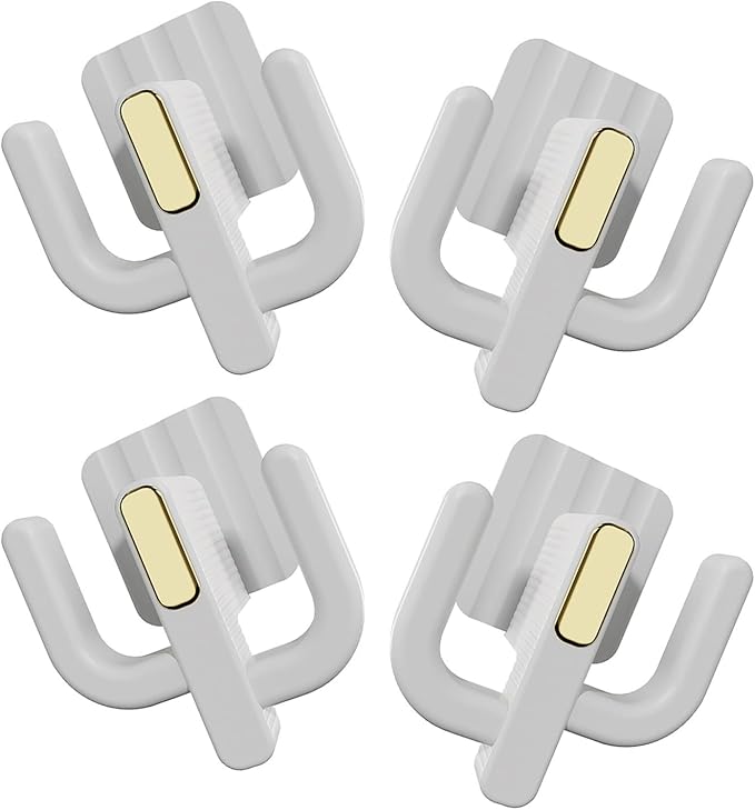 Happyyami 4pcs Over-the-door Bathroom Slipper Holder Rack, Ivory Small Wall Hanging Shoe Storage Organizer with Hooks, No-drill Cactus Style Shoe Shelf for Bathroom and Entryway