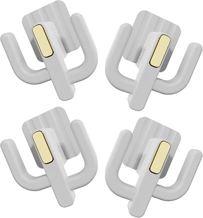 Happyyami 4pcs Over-the-door Bathroom Slipper Holder Rack, Ivory Small Wall Hanging Shoe Storage Organizer with Hooks, No-drill Cactus Style Shoe Shelf for Bathroom and Entryway
