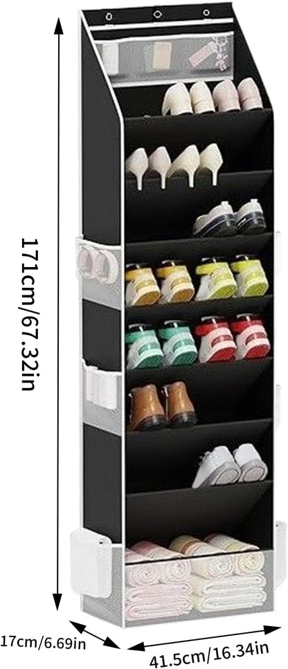 Hanging Storage Bag – Over The Door Shoe Organizer, Large Pocket | Foldable Multi Compartment Closet Holder, Space Saving Container for 16 24 Pairs Shoes Bags Accessories Entryway