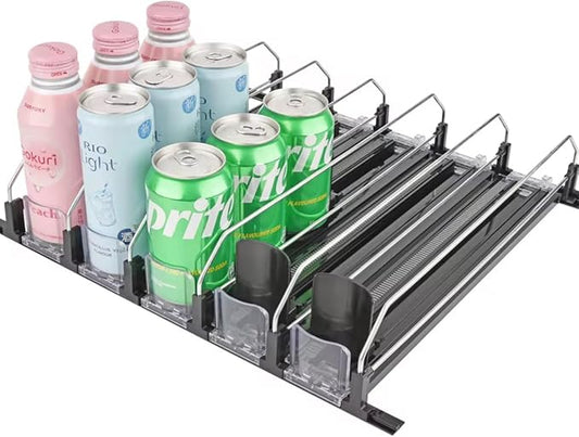 Refrigerator Can Organizer, 5-Lane Fridge Drink Dispenser, Beverage Storage Rack
