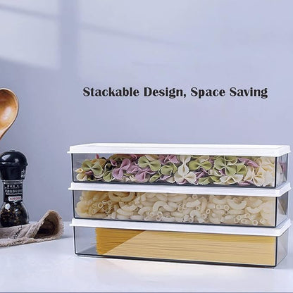 Pasta Containers for Pantry 2Pcs, Spaghetti Storage Conainer with Lids, Noodle Organizer with Measuring Hole Storage for Pasta, Flour, Sugar and Noodles