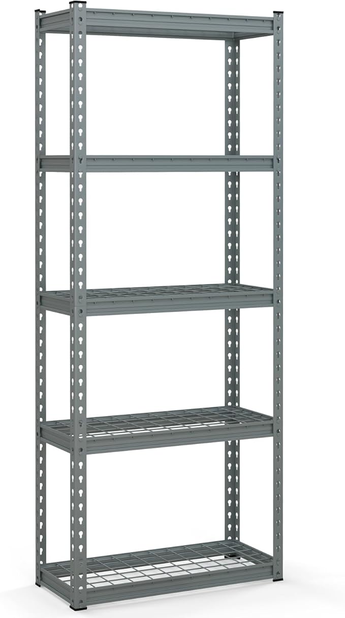 Goplus 5-Tier Metal Shelving Unit, Heavy Duty Wire Storage Rack with Anti-Slip Foot Pads, Height Adjustable Shelves for Warehouse, Kitchen, Living Room, Garage, 12" D x 27.5" W x 66" H