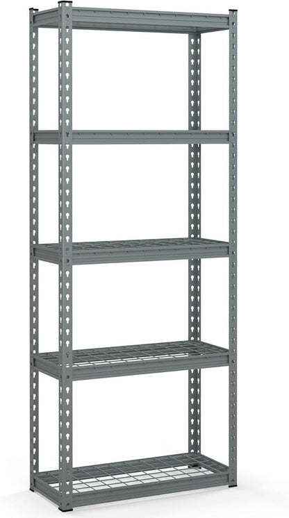 Goplus 5-Tier Metal Shelving Unit, Heavy Duty Wire Storage Rack with Anti-Slip Foot Pads, Height Adjustable Shelves for Warehouse, Kitchen, Living Room, Garage, 12" D x 27.5" W x 66" H
