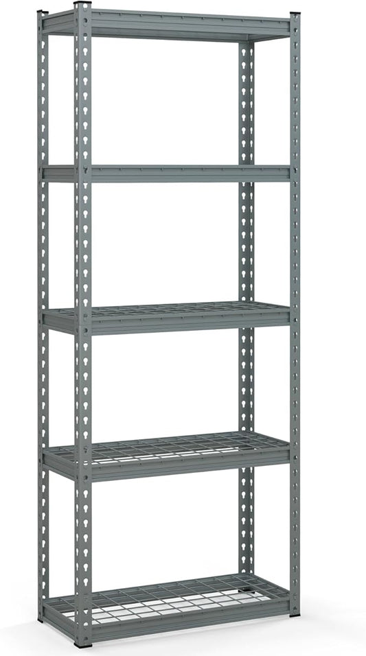 Goplus 5-Tier Metal Shelving Unit, Heavy Duty Wire Storage Rack with Anti-Slip Foot Pads, Height Adjustable Shelves for Warehouse, Kitchen, Living Room, Garage, 12" D x 27.5" W x 66" H