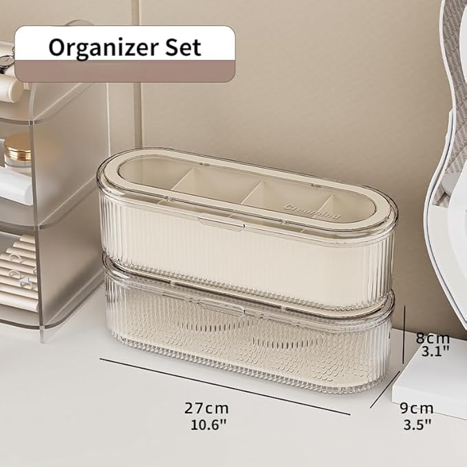Makeup Brush Holder Organizer, Clear Acrylic Makeup Sponges Organizer, Cosmetic Storage Case with Lid, Display Case for Vanity