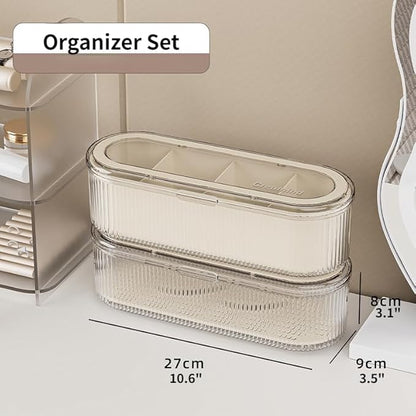 Makeup Brush Holder Organizer, Clear Acrylic Makeup Sponges Organizer, Cosmetic Storage Case with Lid, Display Case for Vanity