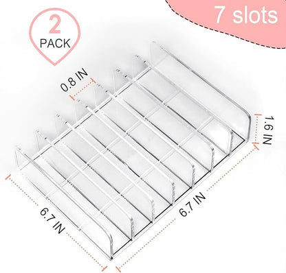 Vowcarol Eyeshadow Palette Organizer, Acrylic 7-Section Divided Makeup Palette Organizer Holder - Clear 2 Pack