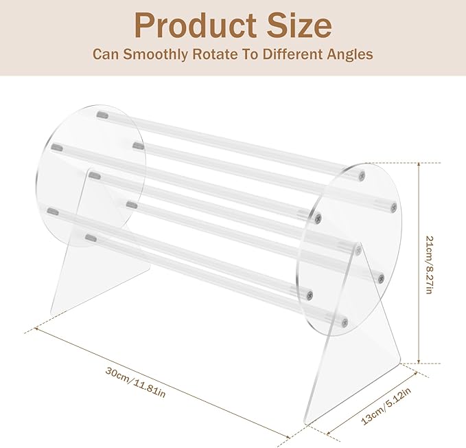 Acrylic Claw Clip Organizer, 360 Degree Rotating Holder, Transparent Storage Rack, Reusable Hair Clip Display Stand for Vanity, Dressing and Beside Table, Clear Stand for Women and Girls