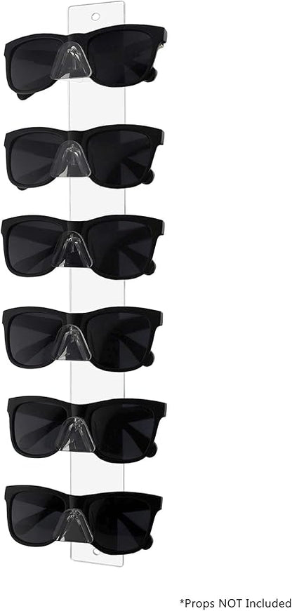 Marketing Holders Sunglasses Holder 6 Pair Wall Mount with Hardware Department Stores Malls Shopping Centers Convenient Clear Acrylic Organizer