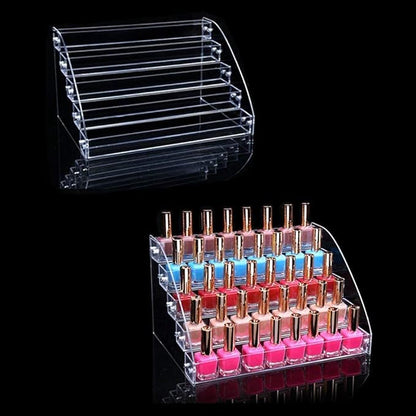 5 Tiers Clear Acrylic Organizer Holder Display Stands Nail Polish Organizer Makeup Table Retail Store Display Case Cosmetics Shop Store Candy Storage Eyeglass Stand Goods Shelf Case