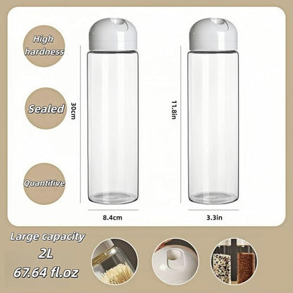 67 oz Glass Spaghetti Storage Jar with Measuring Dispenser Lid, Airtight Tall Borosilicate Pasta Container, Food Canister for Pantry Organization, Green