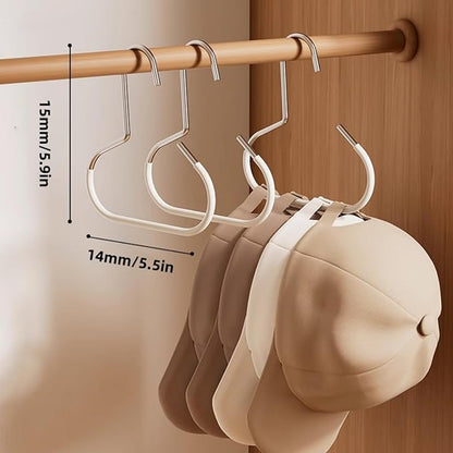 10 Pack Hat Hangers for Closet - Nonslip Space Saving Steel Hat Rack for Baseball Caps, Versatile Hanger Holder for Belts, Vest, Ties and Scarves (White)