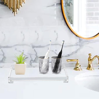 Vanity Bathroom Tray, Acrylic Rectangle Decorative Catchall Organizer Storage Tray (Large-Clear)