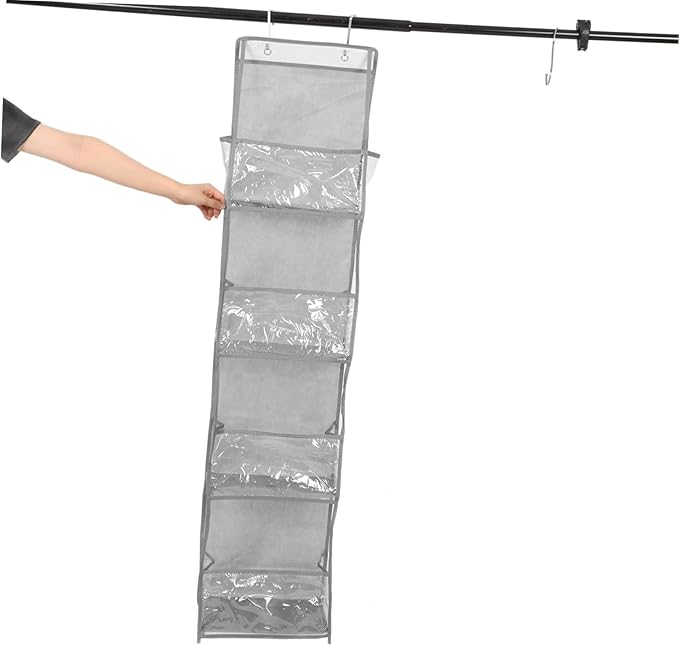 Cabilock 2Pcs Over The Door Hanging Storage Organizer Bag Convenient Wall Mounted Hanger for Handbags Shoes and Umbrellas Stylish White Gray Maximizes Space Utilization