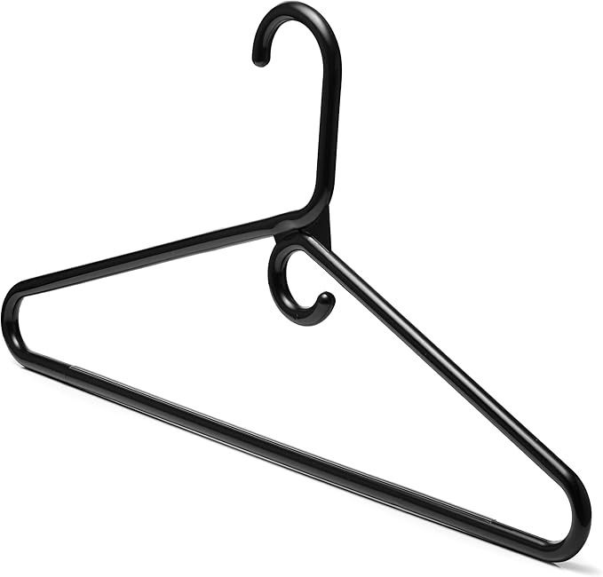 DEILSY™ Black Heavy Duty Hangers with Hooks for Scarves & Belts – Thick and Strong Clothes Hangers for Shirts, Jackets, Pants, and Dresses – Space-Saving Plastic Hangers – Pack of 50