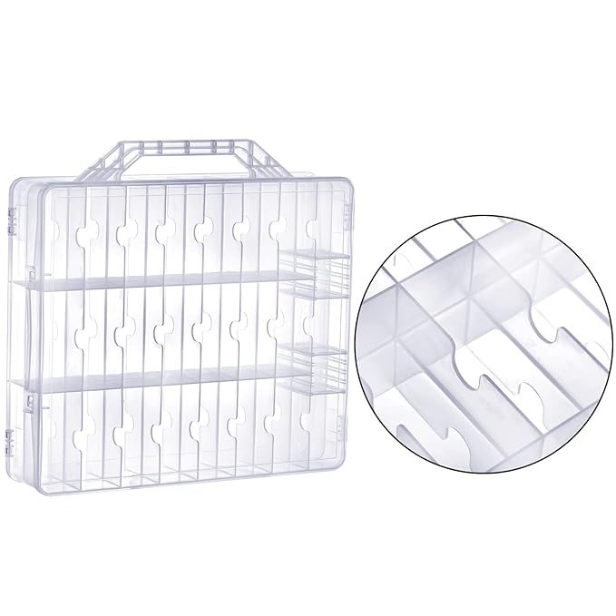 Foraineam 2 Pieces Double Side Universal Clear Nail Polish Organizer Box Nail Tools Holder Case for 48 Bottles with 8 Adjustable Dividers
