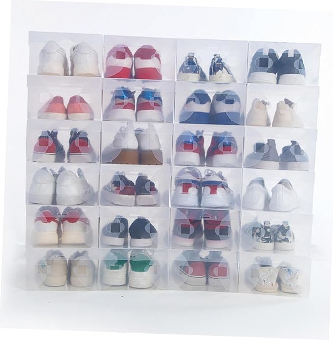 DECHOUS 6pcs Shoe Storage Box Plastic Shoe Boxes Lids for Home Shop Closet Tidy Organization