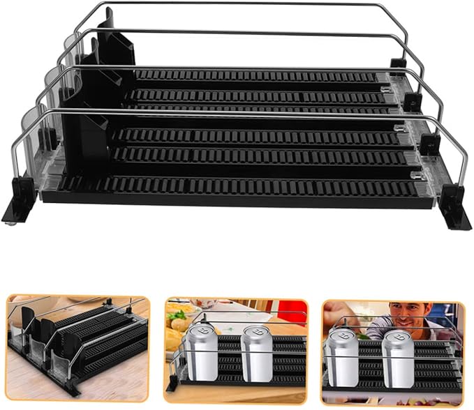KICHOUSE 3pcs Beverage Propeller Glide Drink Dispenser Organizer for Refrigerator No Tilt Design