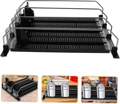 KICHOUSE 3pcs Beverage Propeller Glide Drink Dispenser Organizer for Refrigerator No Tilt Design