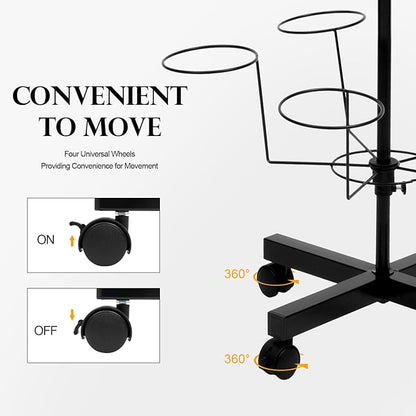 Floor Stand 7 Tier 35 Hats Rotating Hat Display Rack Cowboy Baseball Hat Stand Hang Organizer Retail Hat Rack Rotating Spinner Stand Fit Shop Standing Hat Rack Baseball Cap Display (Black)